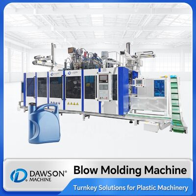 kopen Drievoudige schroef 5L HDPE Plastic flessenblaasmachine Extrusieblaasvormmachines met dubbel station en dubbel matrijshoofd online manufacture