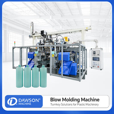 kopen Industriële 4-koppige dubbelstation blaasvormmachine met automatisch ontbraamsysteem voor plastic containers online manufacture