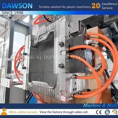 13,8 kW Schroefverwarming Vermogen Dubbelstation Canister Maakmachine voor PE Plastic Pesticide Fles Extrusie Blaasvormen