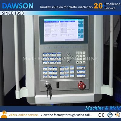 Automatische blaasgietmachine met 8kw die-head verwarmingsvermogen voor 1L-5L chemisch bestand HDPE breedmondpotten