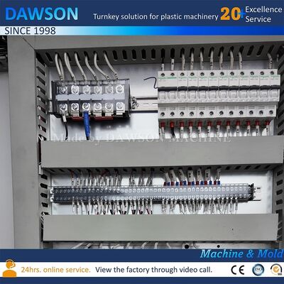 Automatische blaasgietmachine met 8kw die-head verwarmingsvermogen voor 1L-5L chemisch bestand HDPE breedmondpotten