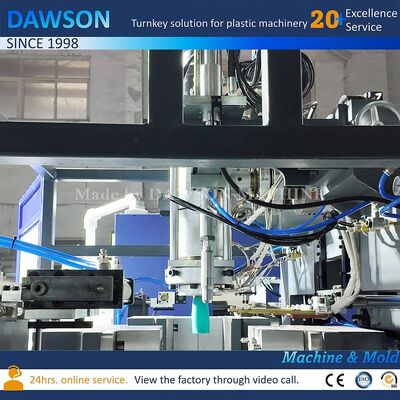 Automatische blaasgietmachine met 8kw die-head verwarmingsvermogen voor 1L-5L chemisch bestand HDPE breedmondpotten